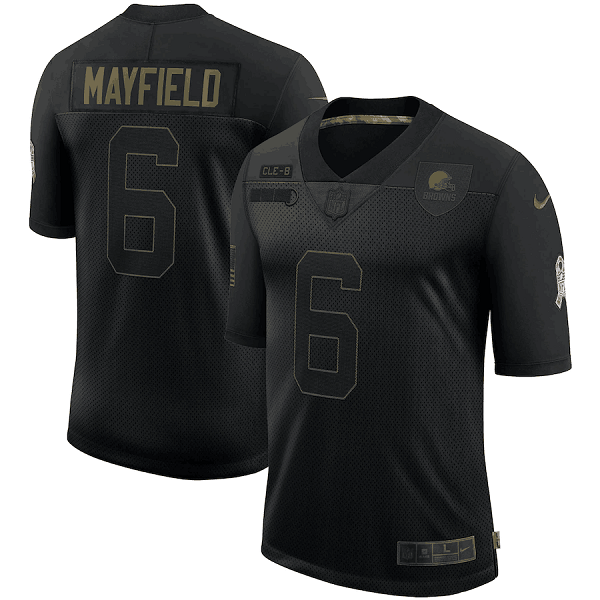 Men's Cleveland Browns #6 Baker Mayfield 2020 Black Salute To Service Limited Stitched Jersey